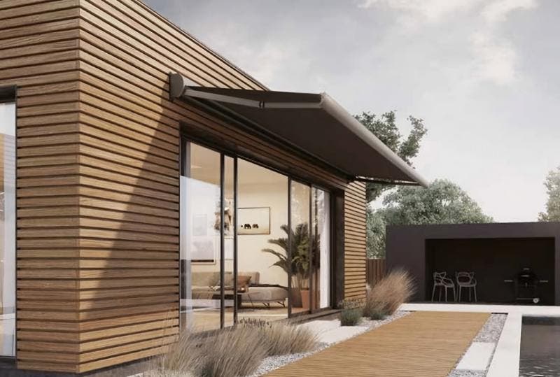Nieuw zonnescherm / buitenzonwering taupe Somfy