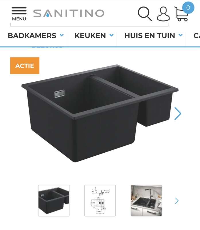 Nieuwe GROHE K700 Spoelbak 90×50 cm Zwart Graniet - Nieuw