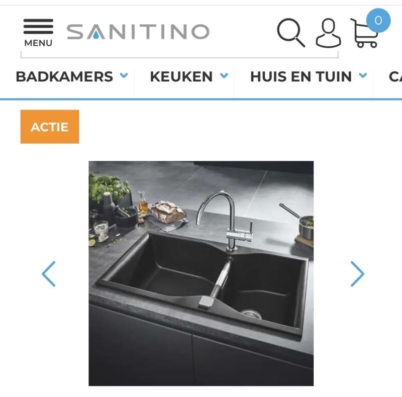 Nieuwe GROHE K700 Spoelbak 90×50 cm Zwart Graniet - Nieuw