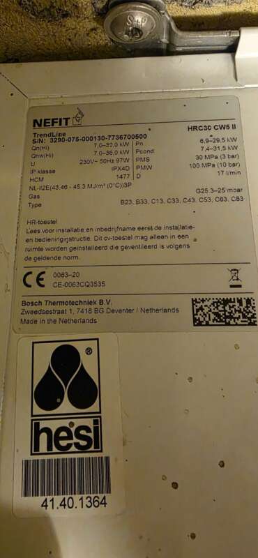 Nefit TrendLine HRC30 CW5 II met draadloze Honeywell thermostaat foto 2